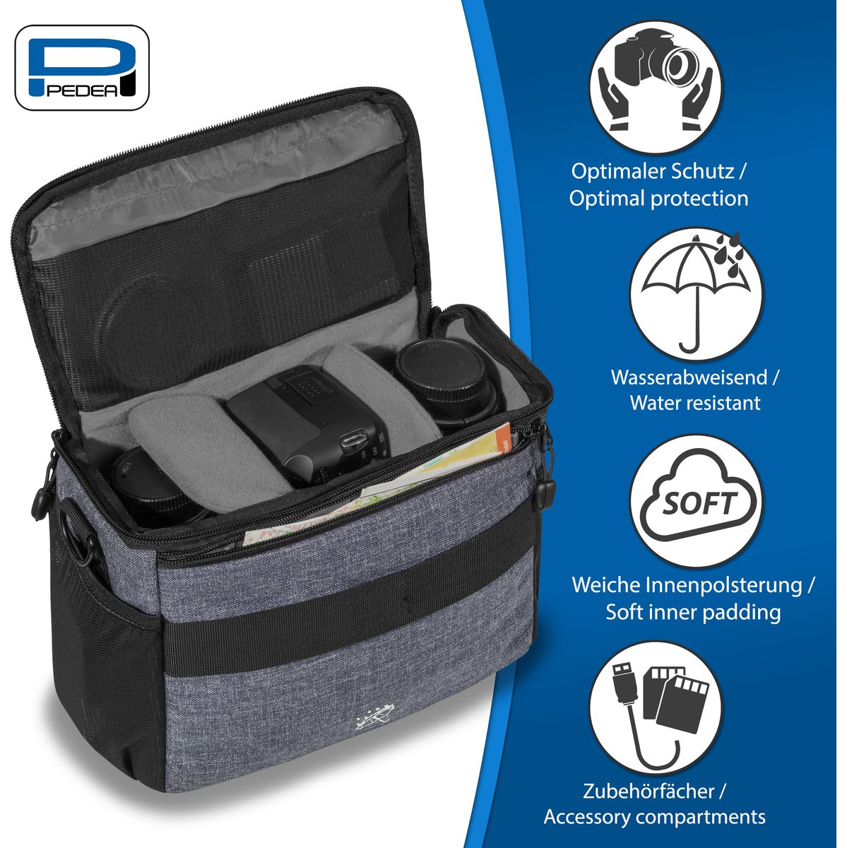 PEDEA Camera Bag XL Fashion Pro Grey - image 2 of 5
