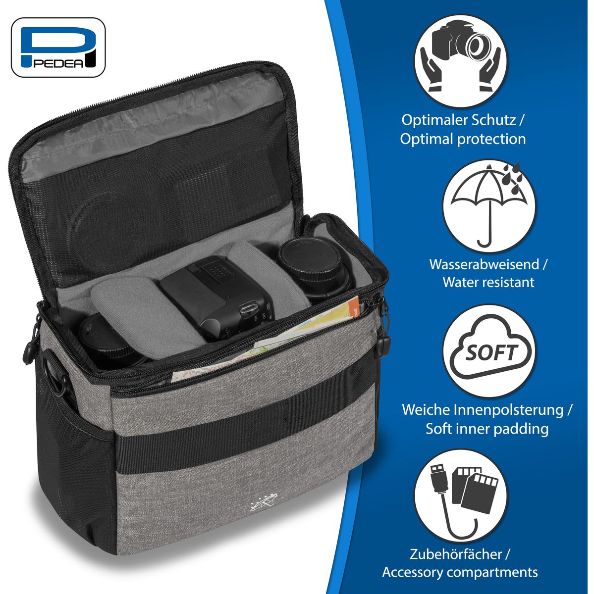PEDEA Camera Bag XL Fashion Pro (Light) Grey - image 2 of 5
