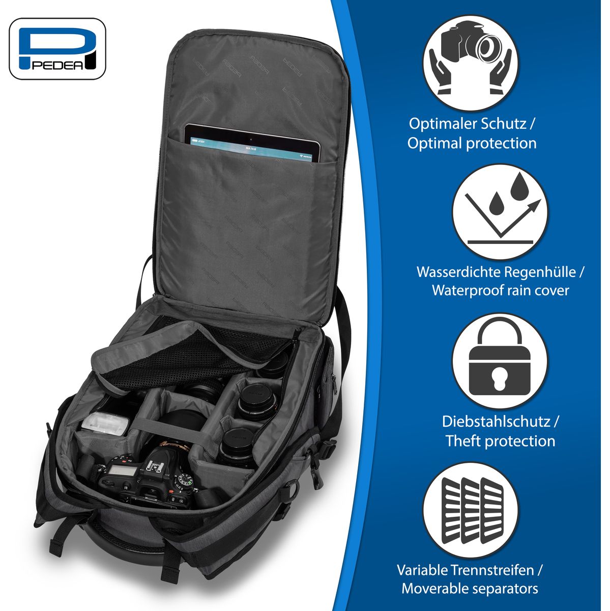 PEDEA Camera Backpack Noble Pro Grey - image 2 of 5