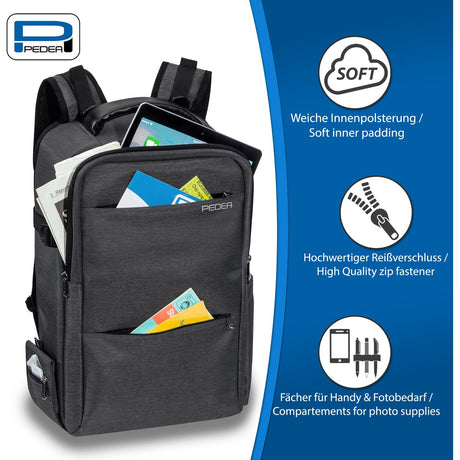 PEDEA Camera Backpack Noble Pro Grey - image 3 of 5