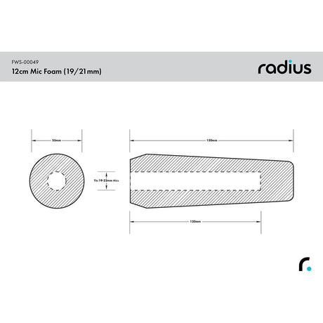 Radius Shotgun Mic Foam Windshield 12cm Std Hole - image 3 of 3