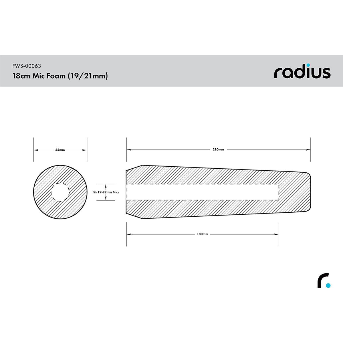 Radius Shotgun Mic Foam Windshield 18cm Std Hole - image 3 of 3