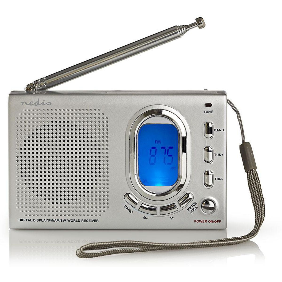 Nedis Wereldradio Portable Model FM / SW Battery Powered 1.5 W Grey