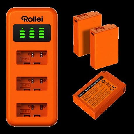 Rollei Charger Set LP-E17 3 Accu's Charger