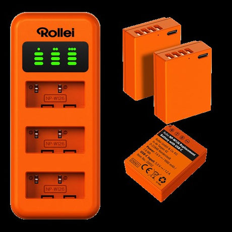 Rollei Charger Set NP-W126 3 Accu's Charger