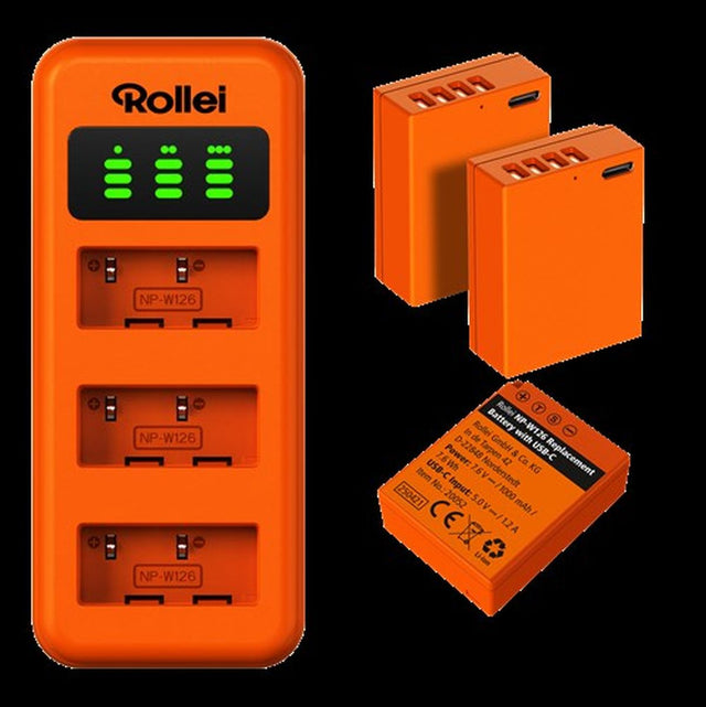Rollei Charger Set NP-W126 3 Accu's Charger