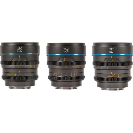 Sirui Nightwalker 24 35+55mm T1.2 S35 MF Cine Lens Bundle E-Mount Gun Grey