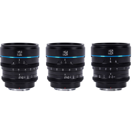 Sirui Nightwalker 24 35+55mm T1.2 S35 MF Cine Lens Bundle M4/3-Mount Black