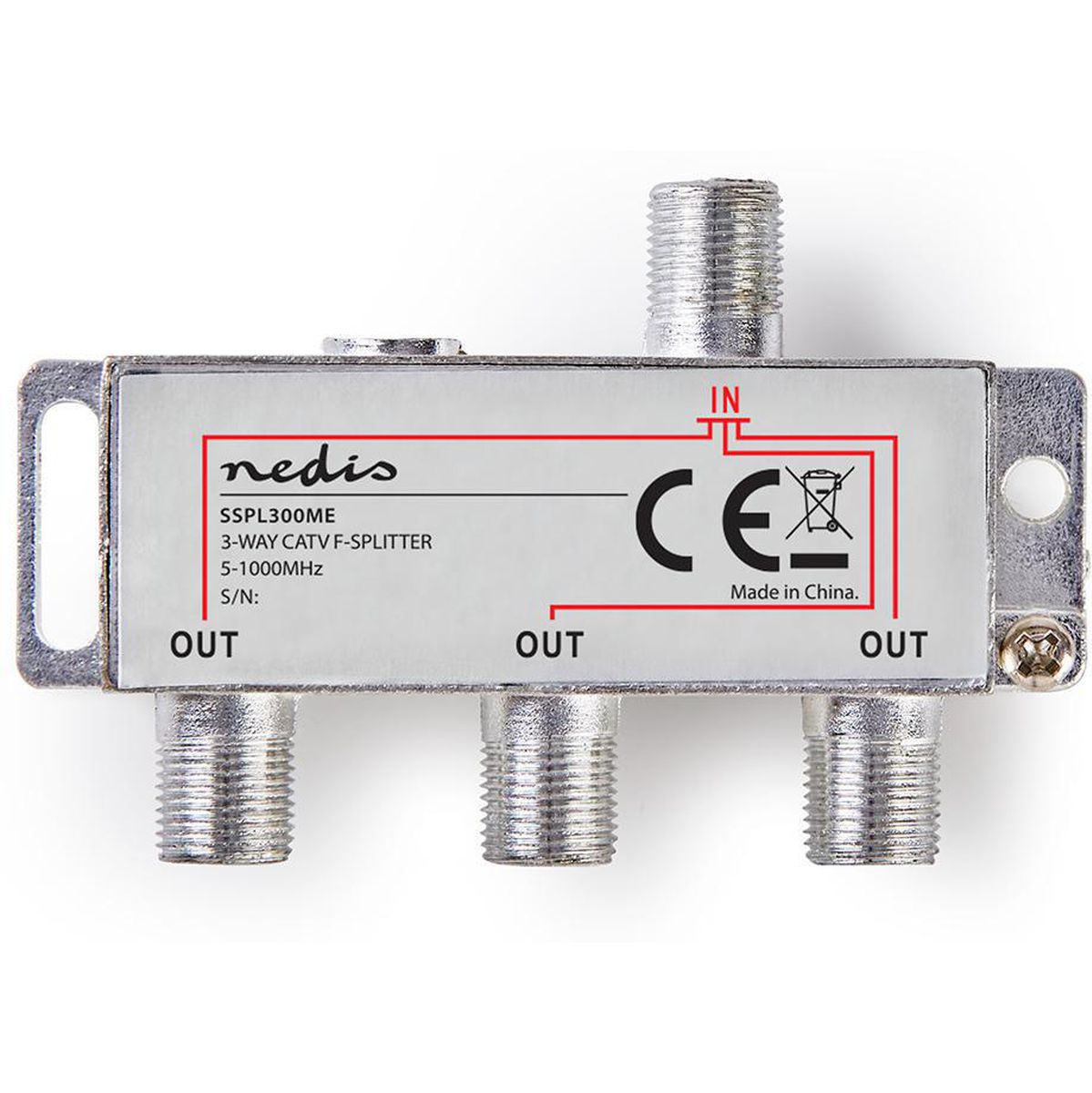 Nedis Catv-Splitter 5 1000MHz Intermediate Damping 6.8 dB Outputs 3 75 Ohm Zink