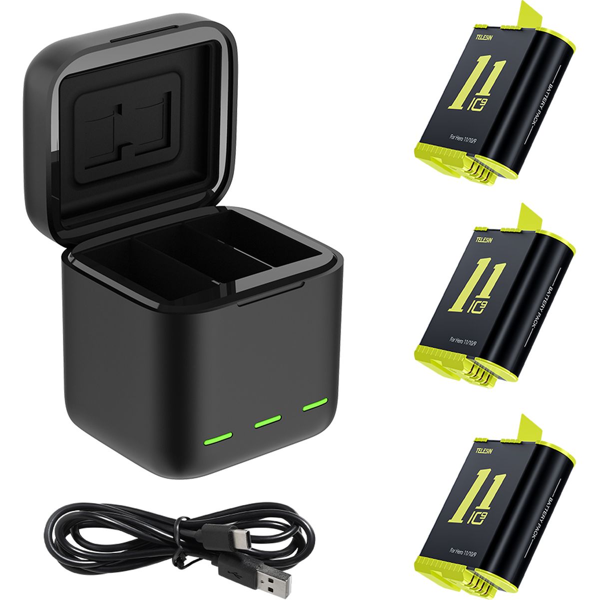Telesin Triple Battery Charger Box +3X Battery GoPro 9/10/11