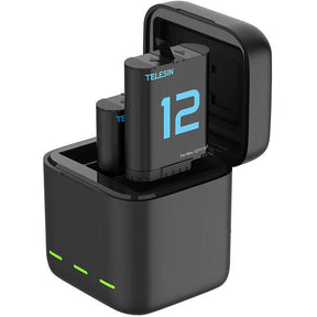 Telesin Charging Box w/ 2x Double Arc Battery GoPro 12/11/10/9