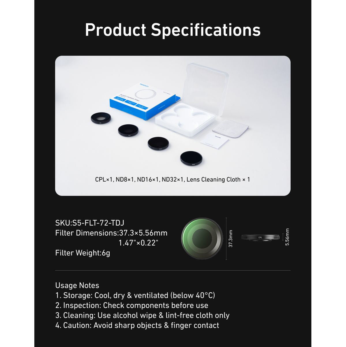 Telesin Screw-Filter Set DJI Osmo Action 6 - CPL+ND8/16/32 - image 5 of 5