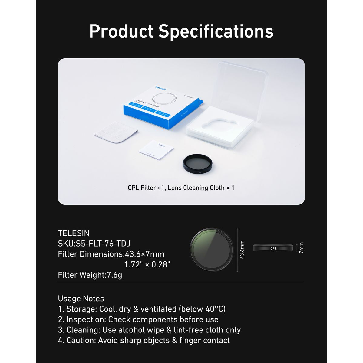 Telesin CPL-Filter For DJI Osmo Action 6 - Clip-On Filter - image 3 of 4