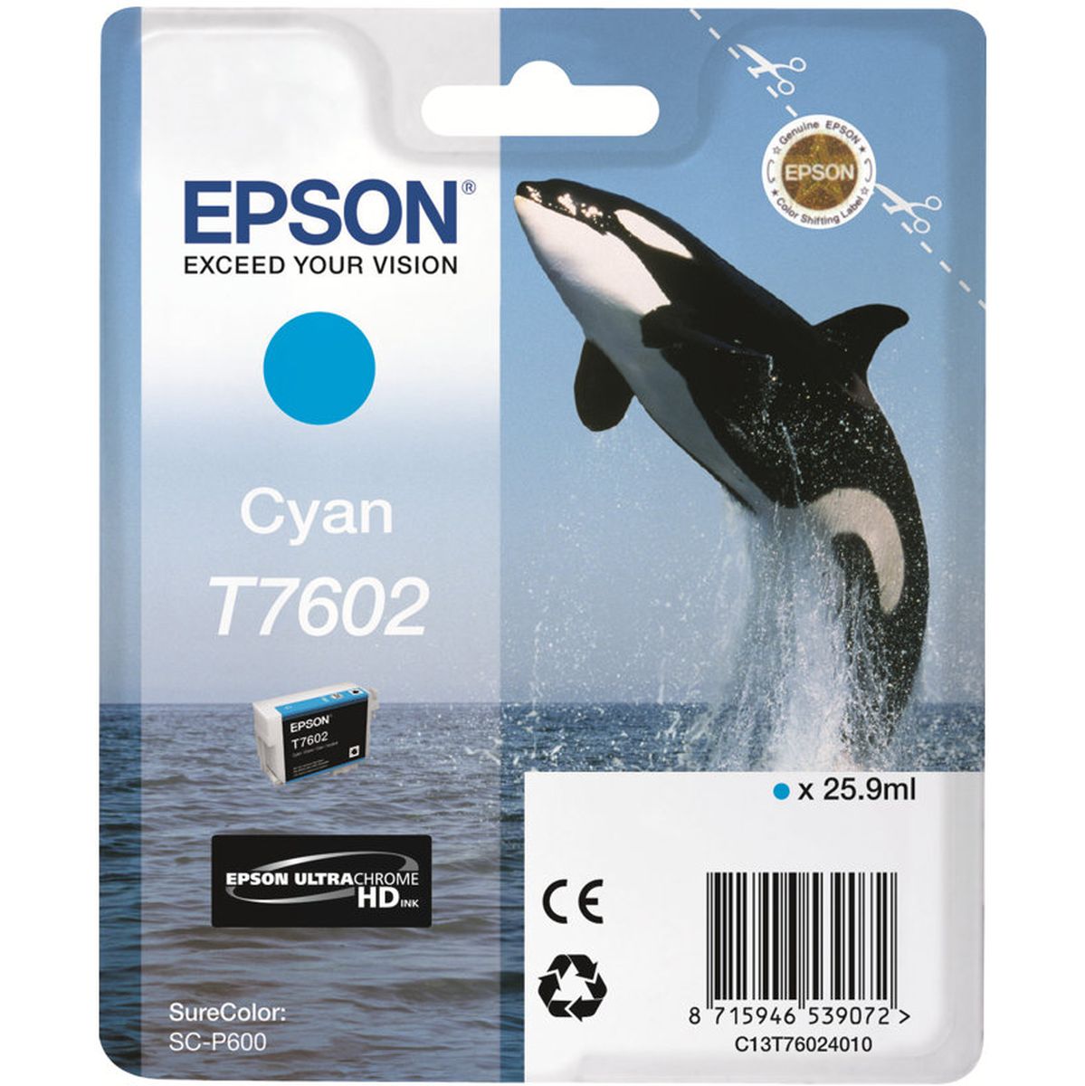 Epson T7602 Ink Cartridge Cyan High Capacity 25.9ml