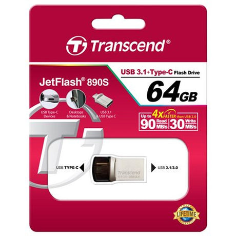 Transcend Jetflash For Android 64GB 890 USB3.0/3.1 Silver - image 4 of 5