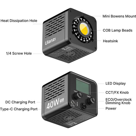 Ulanzi 40W PRO COB Lamp Bi-Color w/ Battery / USB-C Up To 50W - image 2 of 2
