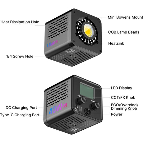 Ulanzi 40WRGB COB Lamp RGB w/ Built-In Battery / USB-C - image 2 of 2