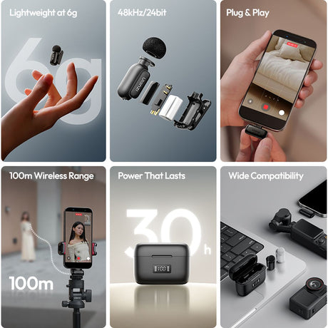 Ulanzi A200 Mini Mic Wireless Microphone USB-C - Black/White - image 3 of 5