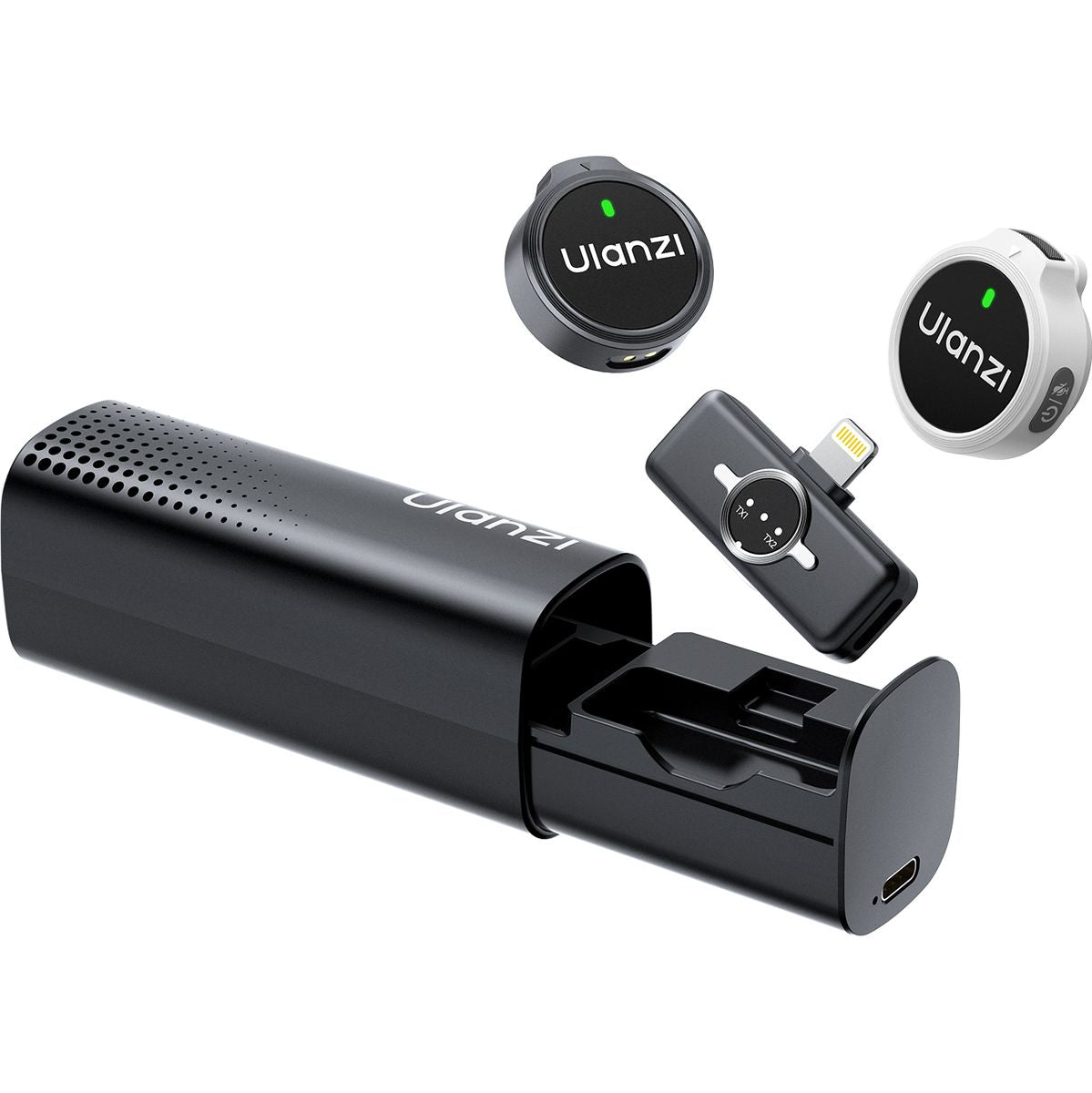 Ulanzi A21 Wireless Microphone w/ Case Lightning - Zwart+wi