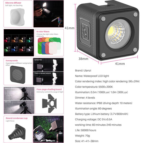 Ulanzi L2 Video Lamp Waterproof w/ Accessories - image 2 of 2
