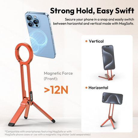 Ulanzi MA30 Mini Smartphone-Tripod Magnetic Karabijn Orange - image 3 of 5