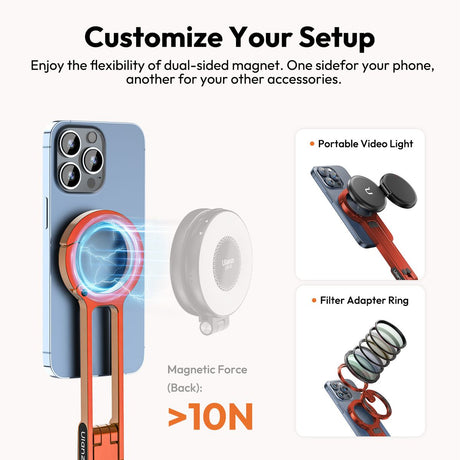 Ulanzi MA30 Mini Smartphone-Tripod Magnetic Karabijn Orange - image 4 of 5