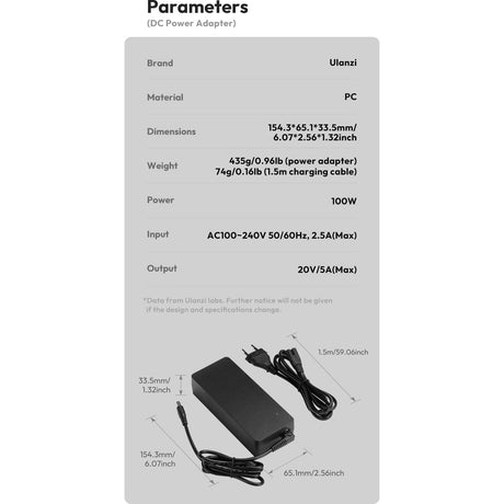 Ulanzi DC Power Adapter For 100W Video Light (EU Plug) - image 2 of 2