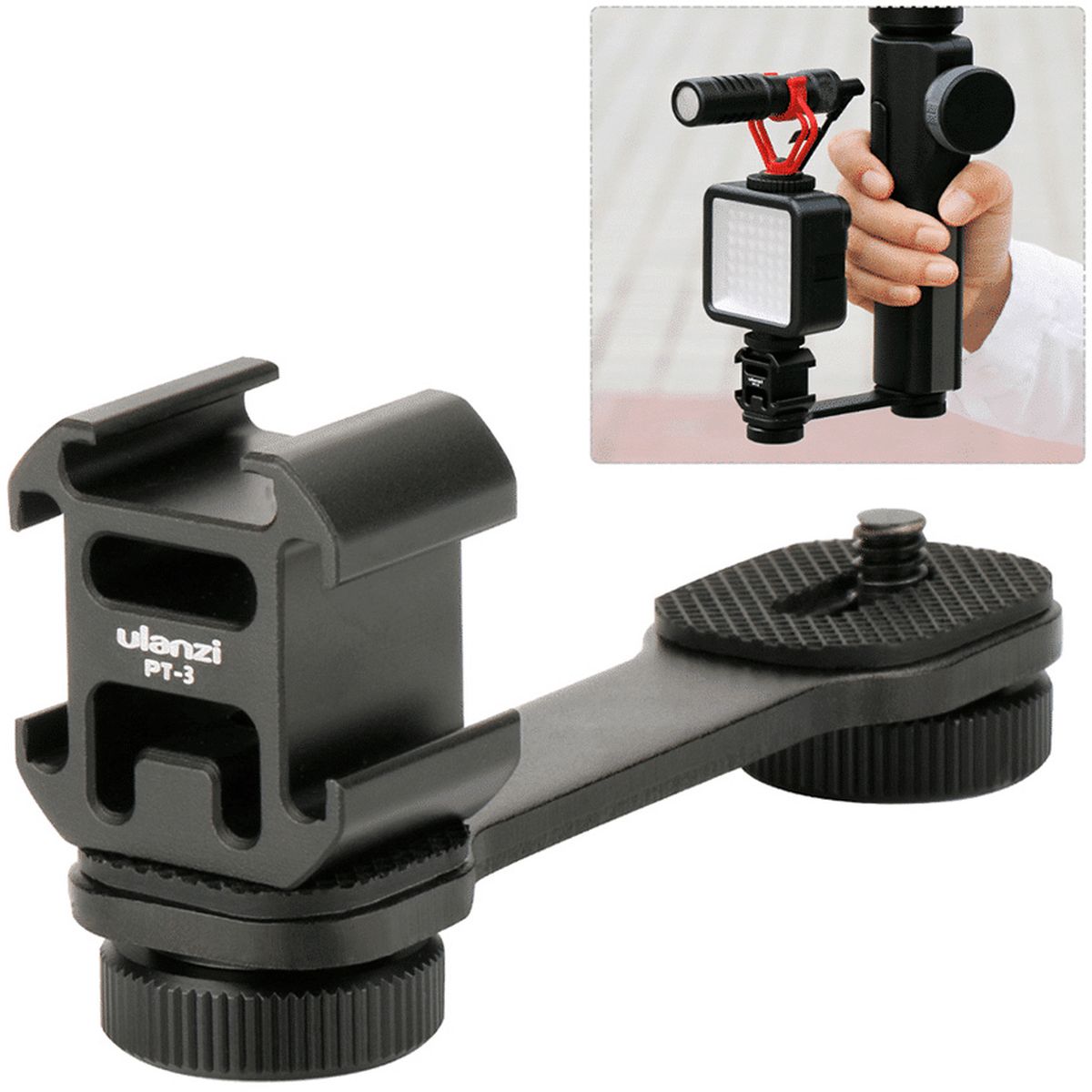 Ulanzi PT-3 Triple Cold Shoe Mount w/ Extension Piece