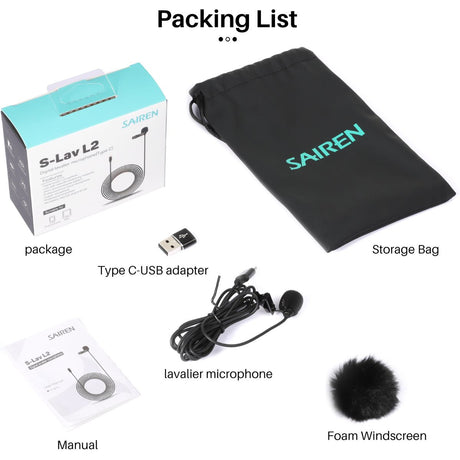 SAIREN S-Lav L2 Lavalier Microphone w/ USB-C / USB Connection - image 2 of 2