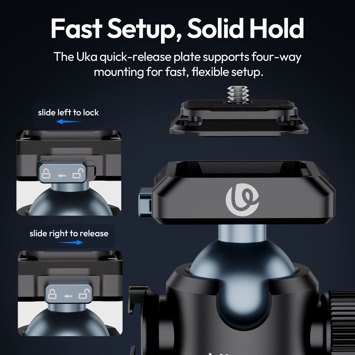 Ulanzi T100 Uka Statiefkop w/ Ball Head Cold Shoe-Mount - image 2 of 5