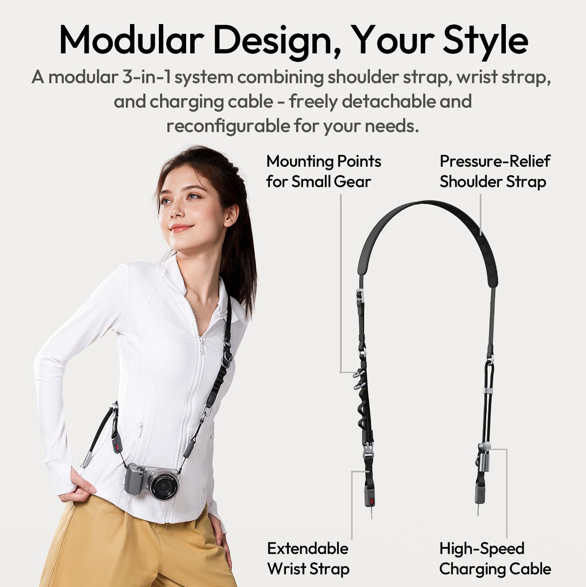 Ulanzi YF01 Camera & Smartphone Strap w/ USB-Cable - Black - image 2 of 2