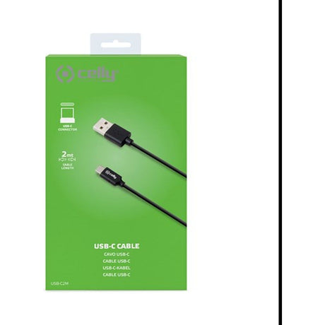Celly 2 Meter Cable USB To USB-C Black