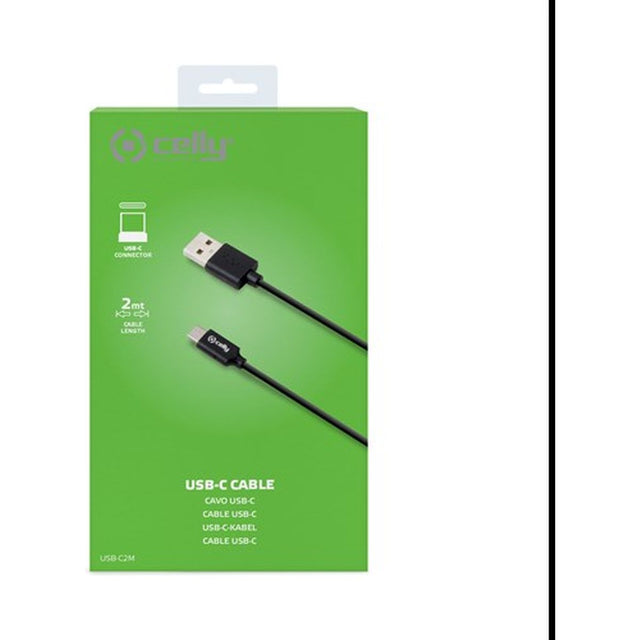 Celly 2 Meter Cable USB To USB-C Black