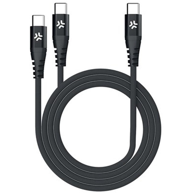 Celly 100W USB-C To 2X USB-C Cable Black