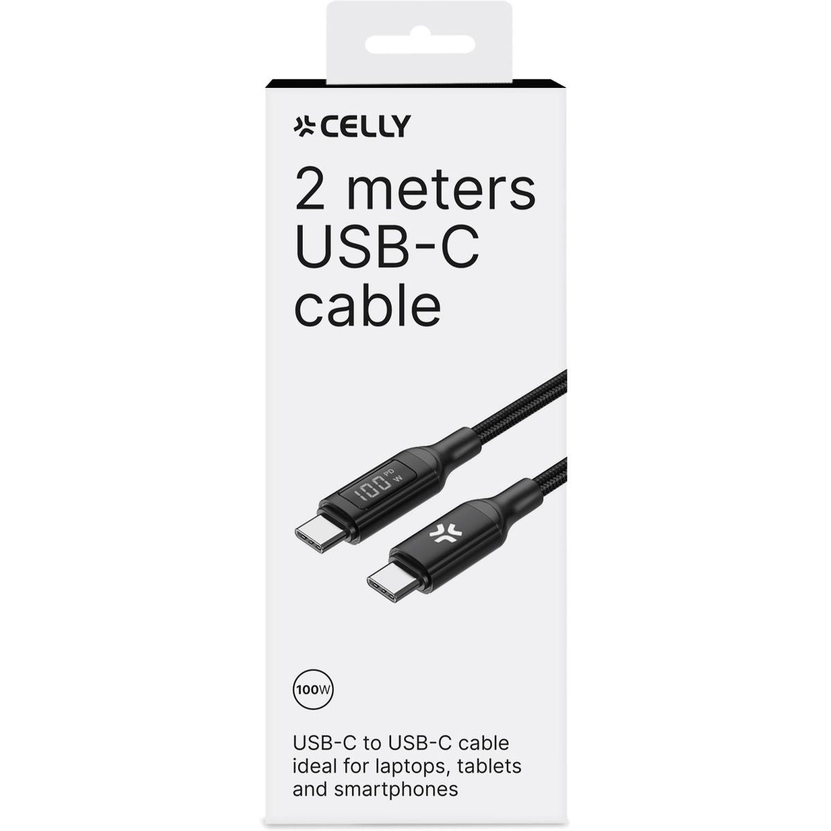 Celly C To C Cable 100W 2 Meter w/ Display