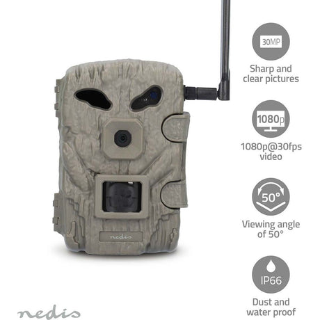 Nedis Wildlife Camera 1080P@30FPS 30.0 MP IP66 IR Night Vision Angle/Motion: 50°