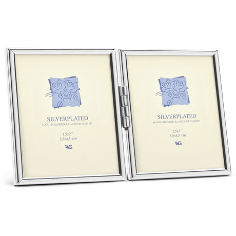 Weisz Frame Silver Plated Half Round Narrow Diptych Pasport Photo