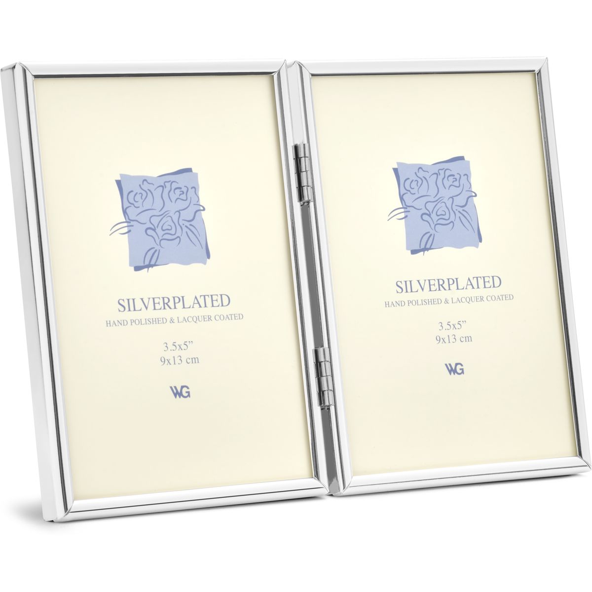 Weisz Frame Silver Plated Half Round Narrow Diptych 9x13cm