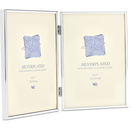 Weisz Frame Silver Plated Half Round Narrow Diptych 13x18cm