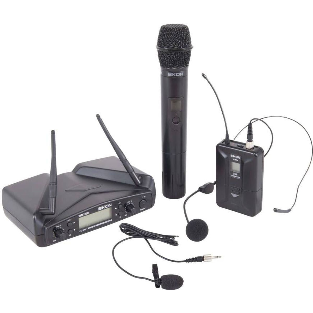 EIKON PLL Uhf Wireless Microphone System WM700 Mic 16 Freq Headset+hand 512-562