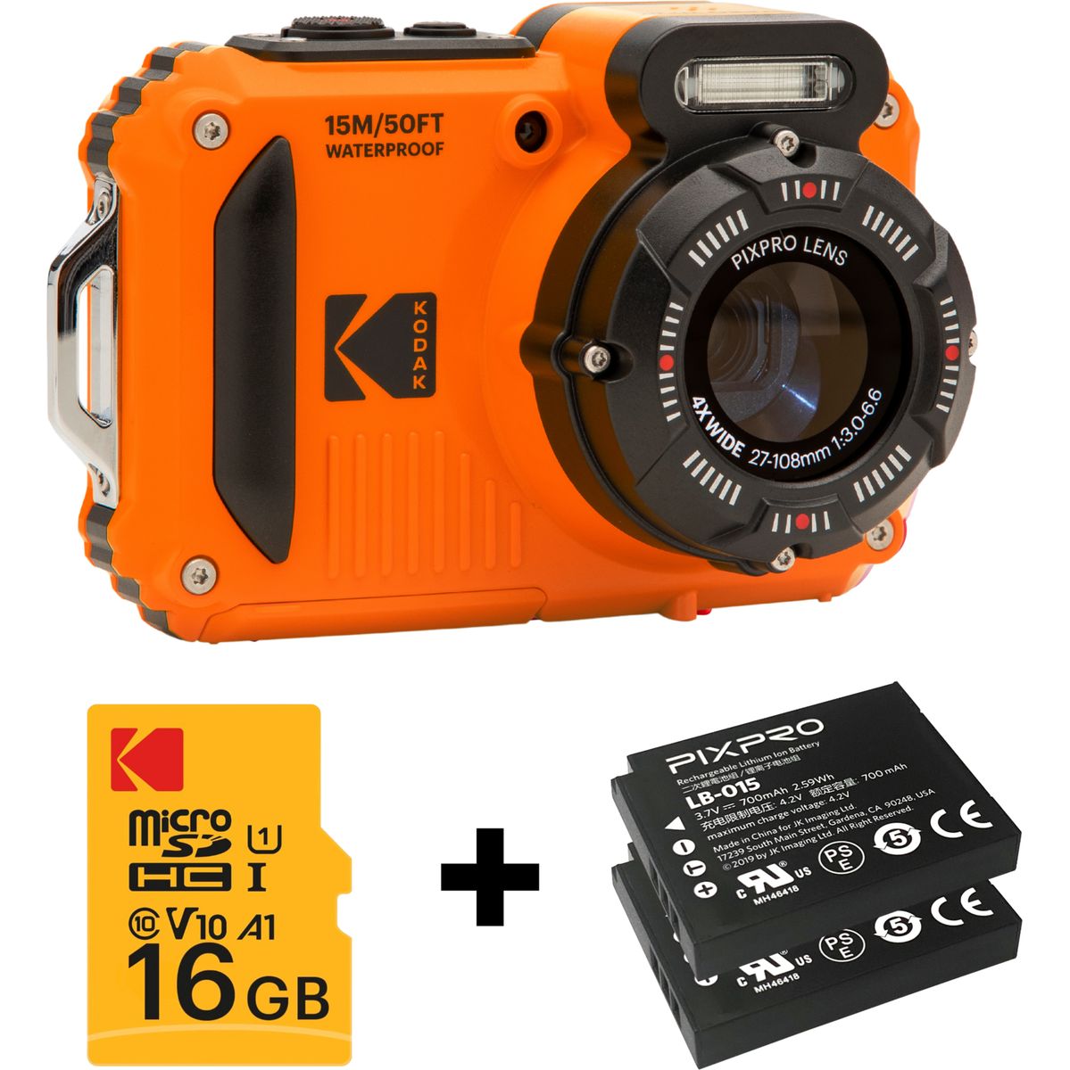 Kodak WPZ 2 Orange Kit w/ 2 Accu's SD Kaart - image 2 of 5